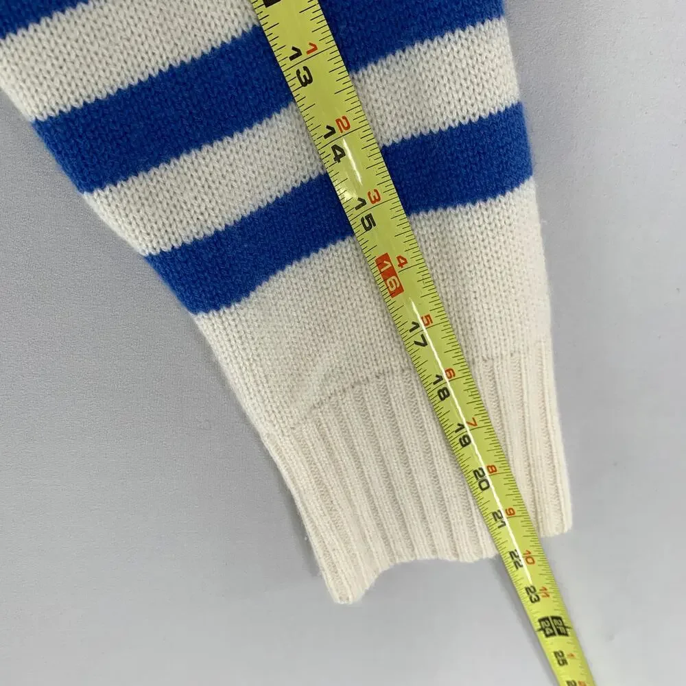 KULE Cream and Blue Striped Cashmere-blend Turtleneck Sweater. Sz L - Picture 12 of 16